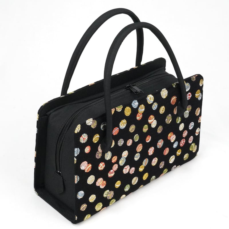 利休バッグ「黒地・手毬柄」 | MINOKO STORE