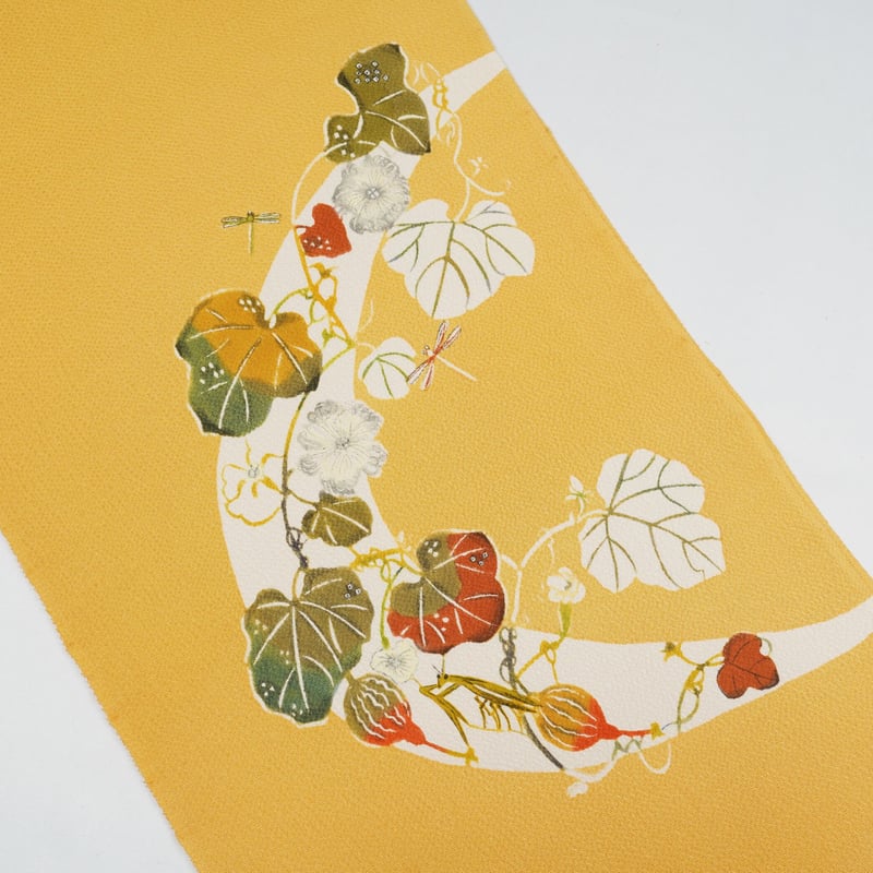 九寸(名古屋帯)「型絵染・ちりめん・秋草」 | MINOKO STORE 九寸(名古屋帯)「型絵染・ちりめん・秋草」 | MINOKO STORE