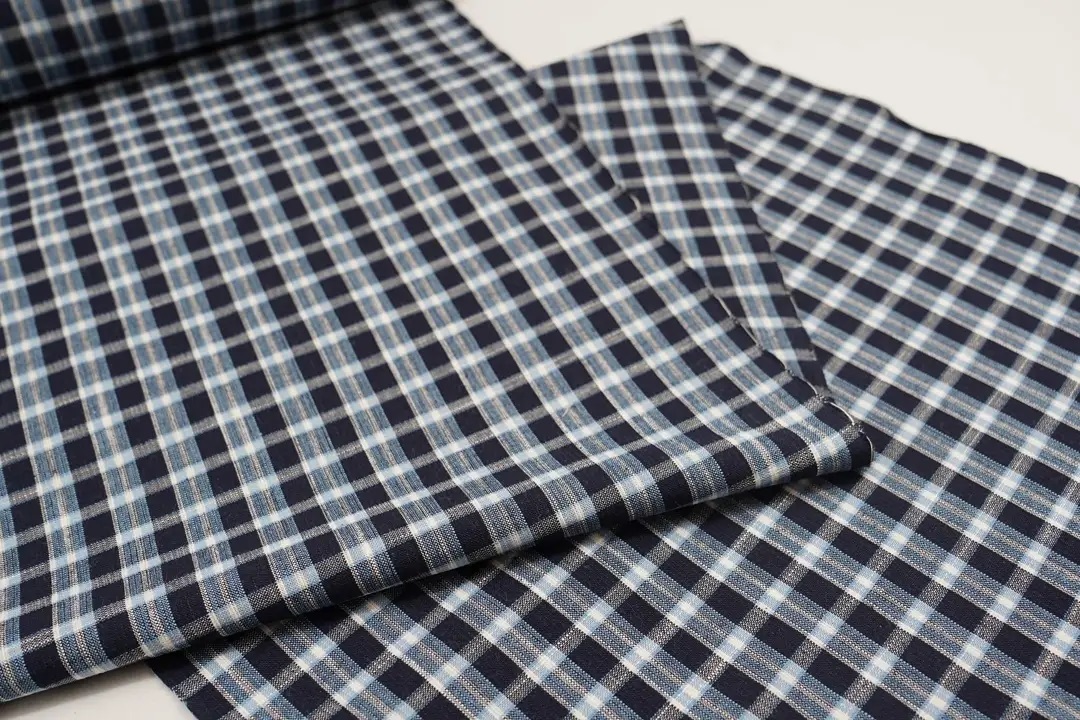 片貝木綿「ネイビーブルー・チェック柄」 | MINOKO STORE