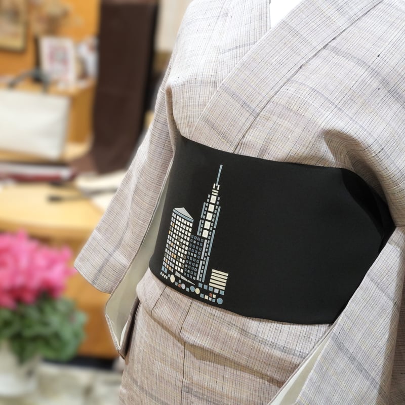 九寸帯（名古屋帯）「塩瀬・染め帯・摩天楼」 | MINOKO STORE