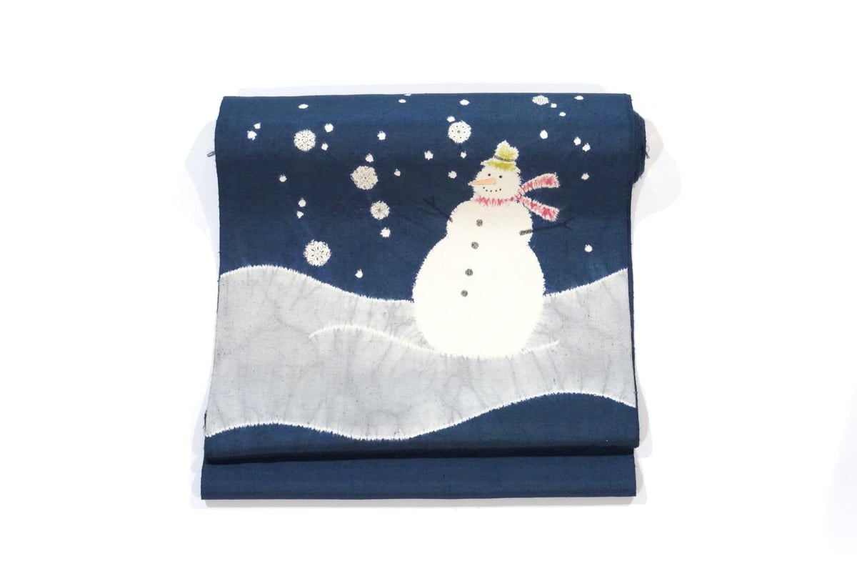 九寸帯(名古屋帯)「森健持・辻が花染・スノーマン」 | MINOKO STORE 九寸帯(名古屋帯)「森健持・辻が花染・スノーマン」 | MINOKO STORE
