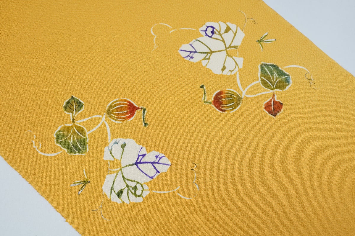 九寸(名古屋帯)「型絵染・ちりめん・秋草」 | MINOKO STORE 九寸(名古屋帯)「型絵染・ちりめん・秋草」 | MINOKO STORE