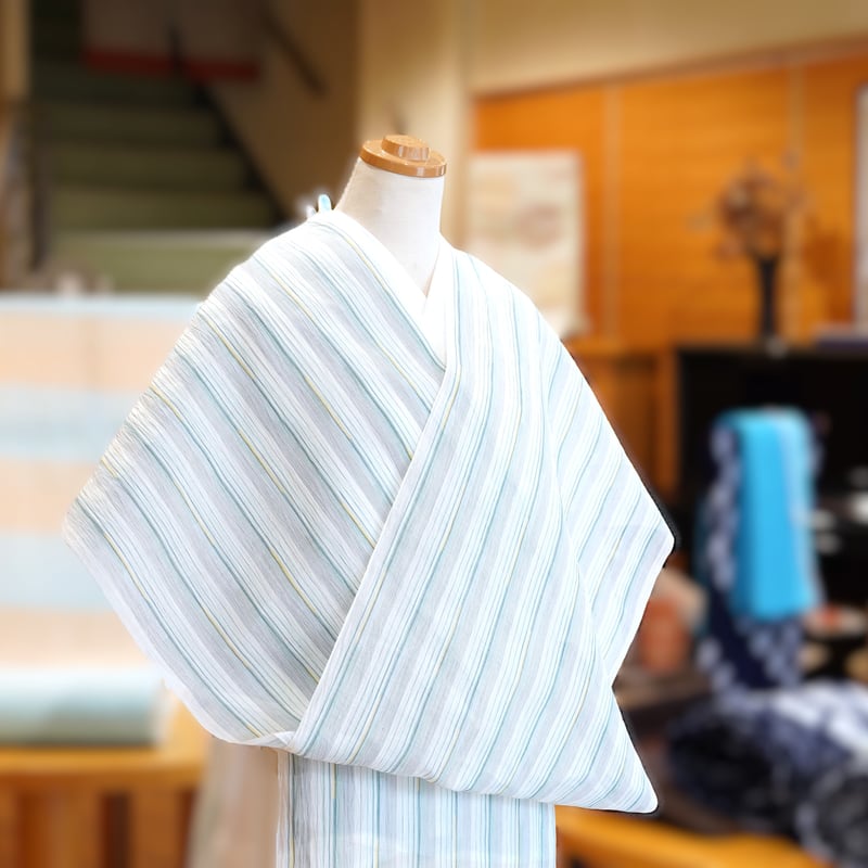 小千谷縮　小千谷ちぢみ　ストライプ 小千谷縮「手織り・ストライプ・おだきん製」 | MINOKO STORE