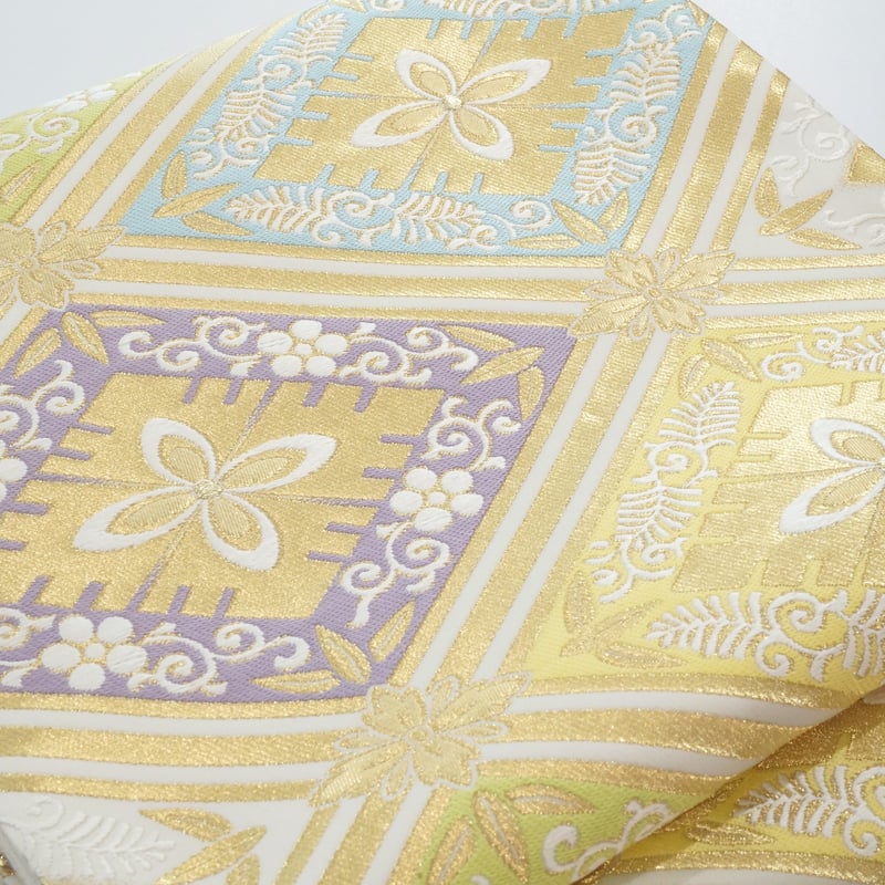 袋帯「美術工芸啓・押し本漆本金箔 生引き糸・舞楽菱」 | MINOKO STORE