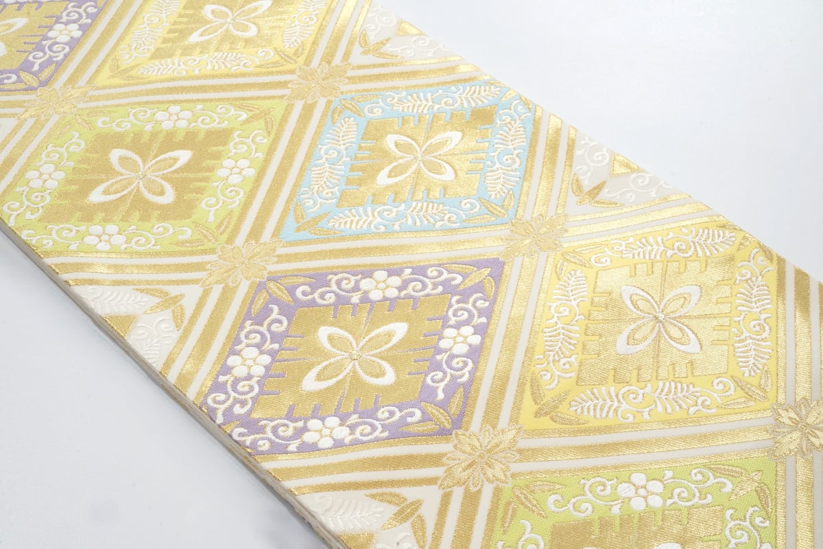 袋帯「美術工芸啓・押し本漆本金箔 生引き糸・舞楽菱」 | MINOKO STORE