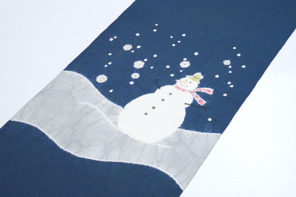 九寸帯(名古屋帯)「森健持・辻が花染・スノーマン」 | MINOKO STORE