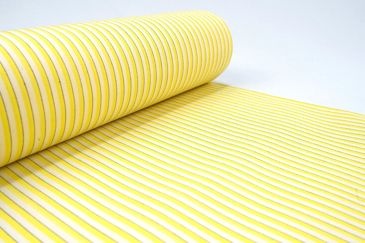 丹後木綿 着物反物 クリーム地・レモン色子持ち縞　訳あり 丹後木綿 着物反物 クリーム地・レモン色子持ち縞 訳あり 丹後木綿