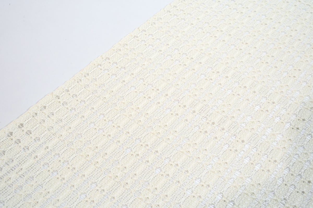 夏八寸帯(夏名古屋帯)「泰生織物・よろい織り・手織り・白練色