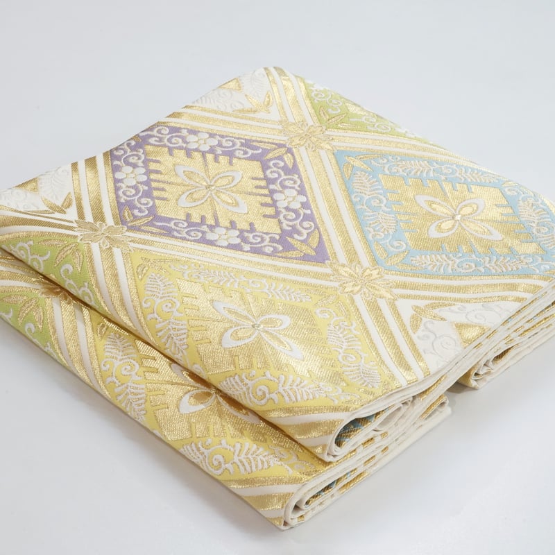 袋帯「美術工芸啓・押し本漆本金箔 生引き糸・舞楽菱」 | MINOKO STORE