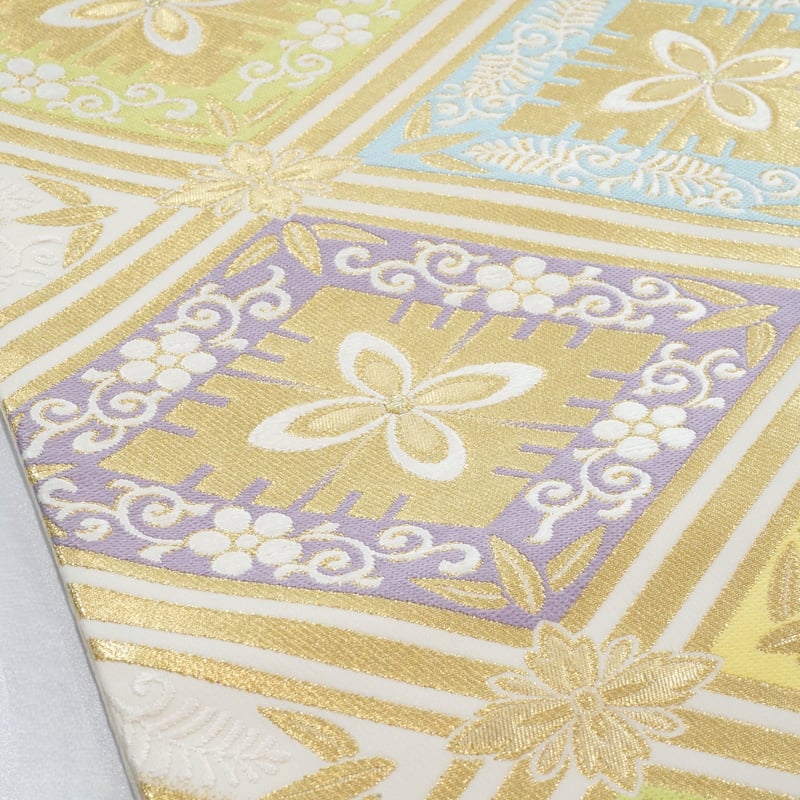 袋帯「美術工芸啓・押し本漆本金箔 生引き糸・舞楽菱」 | MINOKO STORE