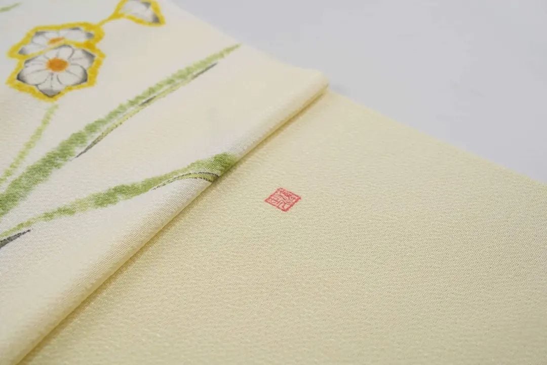 ★専用★未使用品 名古屋帯 軽装帯 二部式 小倉淳史 塩瀬 辻が花 作家 九寸（名古屋帯）「小倉淳史・辻が花染・水仙」 | MINOKO STORE
