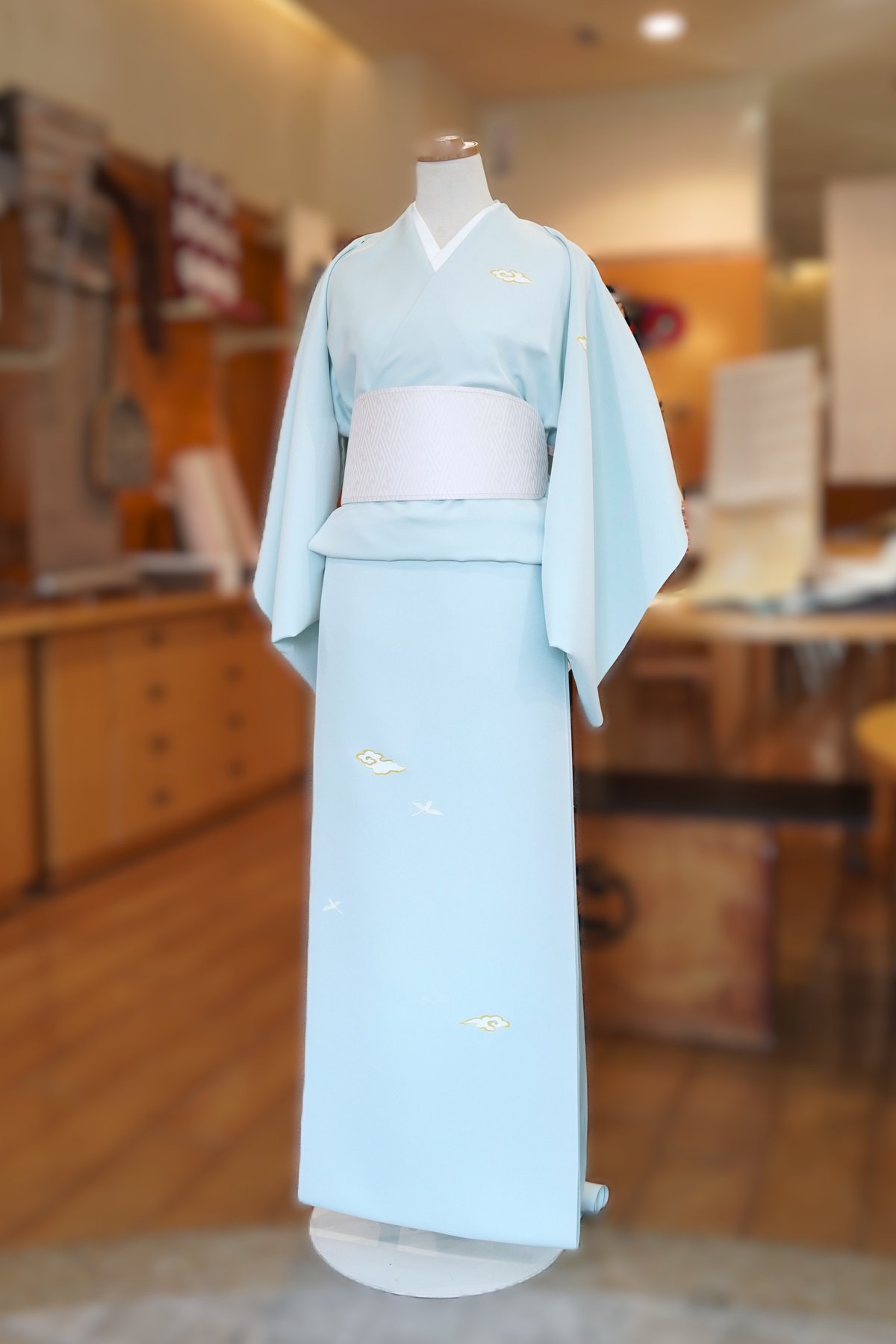 附下「京友禅・瑞雲と鳥・水色」 | MINOKO STORE