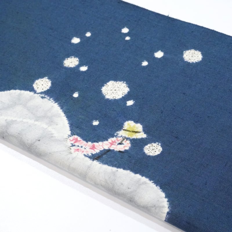 九寸帯(名古屋帯)「森健持・辻が花染・スノーマン」 | MINOKO STORE