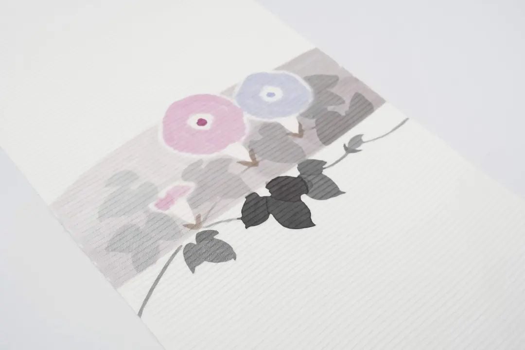 夏本手織麻朝顔作家手描き高級９寸名古屋帯 夏本手織麻朝顔作家手描き高級9寸名古屋帯