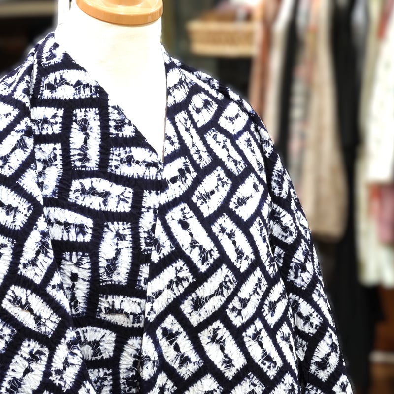 有松鳴海絞り浴衣「斜菱巻上絞り(広巾)」 | MINOKO STORE