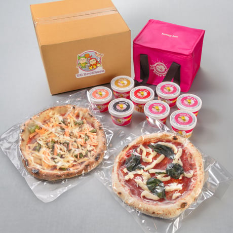 保冷剤付きでパーティーに｜もちもち米粉ピザとジェラートセット【米Pizza TT Brothers　福島市】