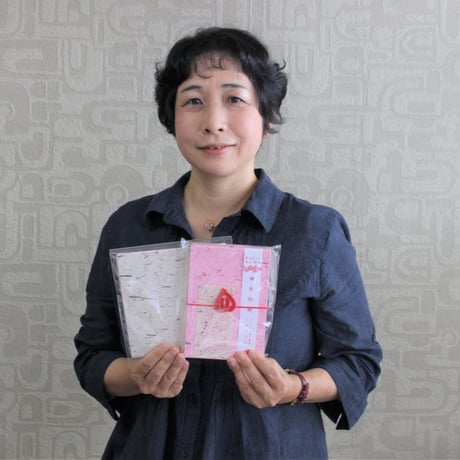 福島の桃の剪定枝を活用｜福咲和紙　御朱印帳＋折り紙セット【三和紙店　福島市】