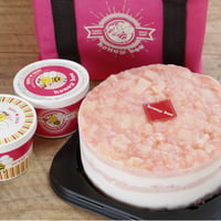 福島の桃たっぷり｜ジェラートケーキ「ピーチハニー」とカップジェラートのセット【くだもの畑・honeybee　福島市】