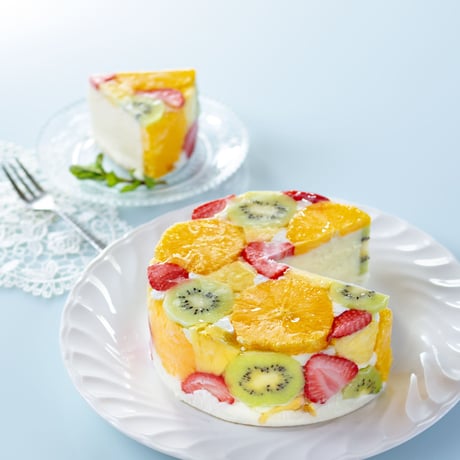 果物たっぷりジェラート｜ジェラートケーキ「フルーツハニー」とカップジェラートのセット【くだもの畑・honeybee　福島市】