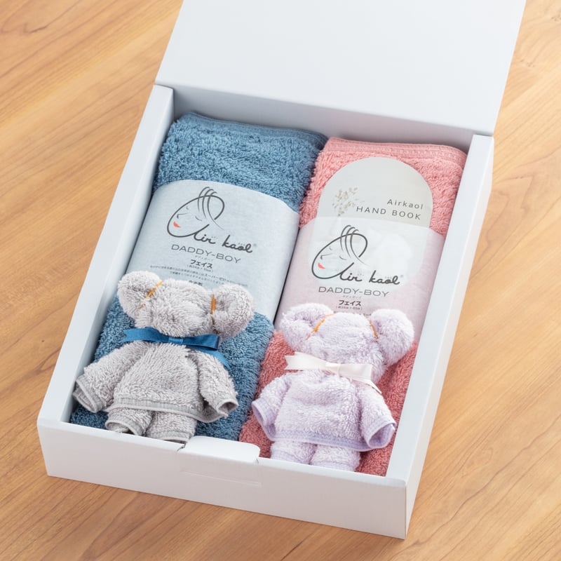 フェイスタオル＆ウォッシュタオルセット｜ペアくまちゃんタオルセット