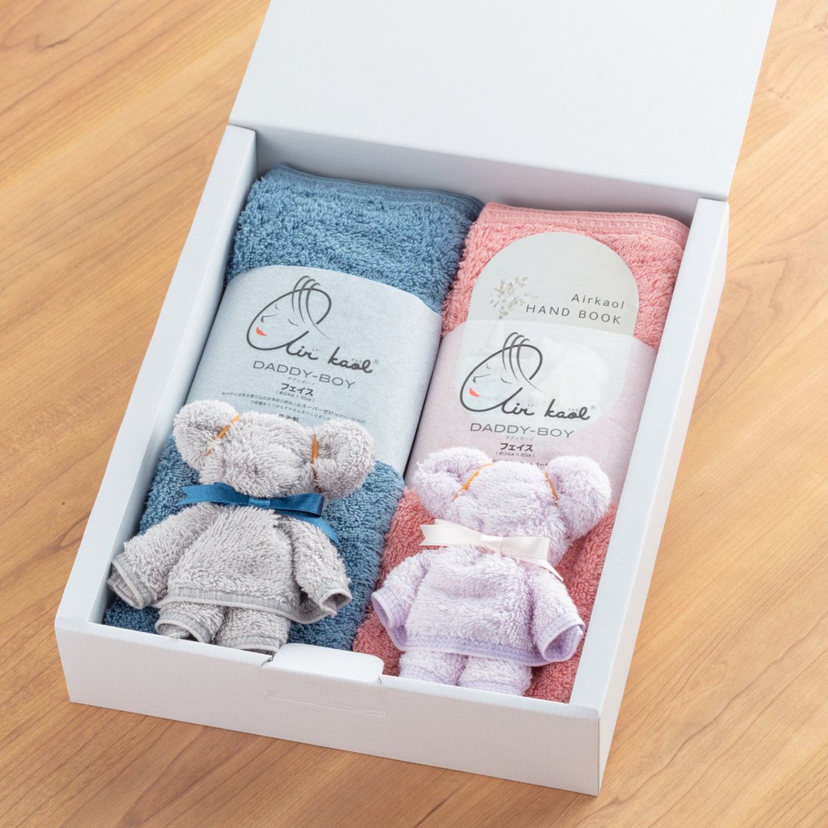 フェイスタオル＆ウォッシュタオルセット｜ペアくまちゃんタオルセット