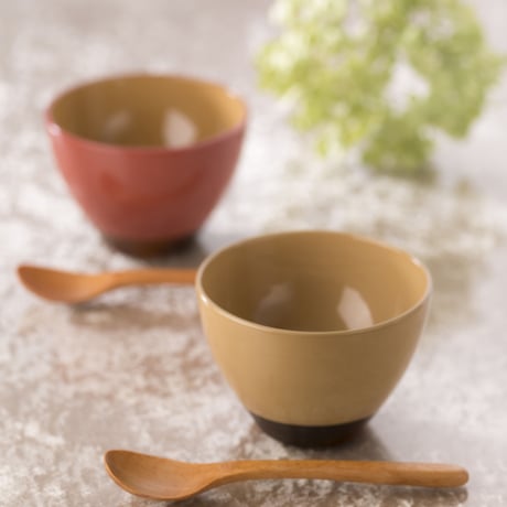 名入れ無料！漆器セット｜食卓彩る「喜多方の四季」塗分けカップとスプーンのセット【北見八郎平商店　喜多方市】