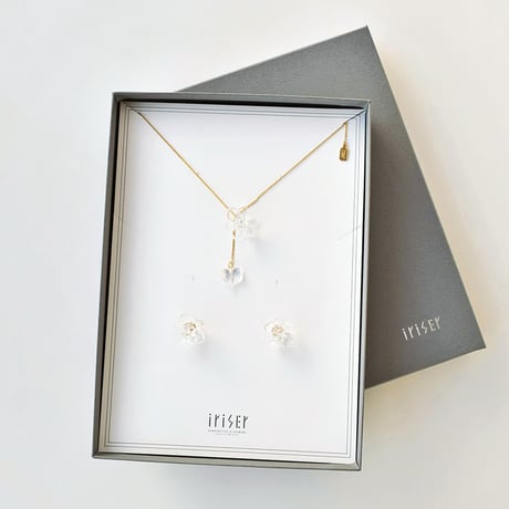 ニッケルフリー加工｜「ミズアオイ」ネックレス・イヤリング(ピアス)セット【アトリエ iriser-イリゼ-　南相馬市】