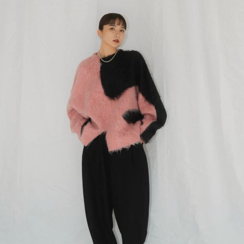 Knuth Marf accent knit pullover(unisex)/pink bl