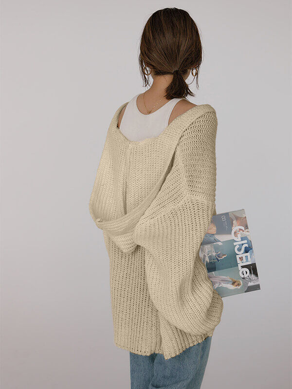 CREDONA ルーズニットフーディBEIGE | moa.online store