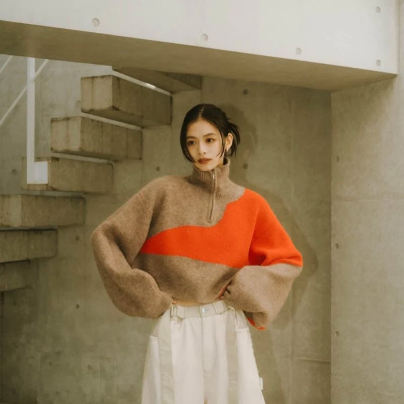 【Knuth Marfクヌースマーフ 】HalfZIPBicolorKnit Knuth Marfクヌースマーフ 】HalfZIPBicolorKnit