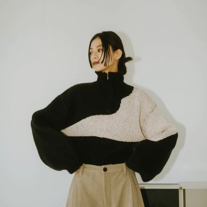 Knuth Marf クヌースマーフ half zip bicolor knit Knuth Marf（クヌースマーフ）の「【Knuth Marf/クヌースマーフ】half