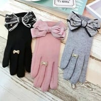 リボンデザイン カシミヤ混 手袋