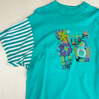 70s エメラルドグリーンとボーダーロングTシャツ
