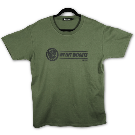 WE LIFT WEIGHTS　ユニセックスTシャツ 　ミリタリーグリーン