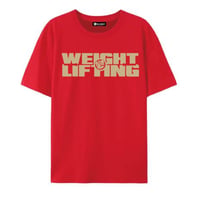 WE LIFT WEIGHTS ウエイトリフティングTシャツ　（レッド／メタリックゴールド）