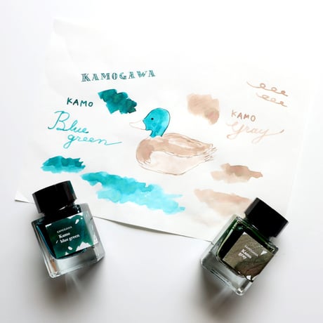 【プロモーション】筆屋-ぺんや- インク 30ml KAMOGAWA KAMO blue green