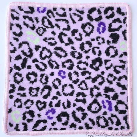 ハンカチ ハッピーレパード ラベンダー×ピーチ
