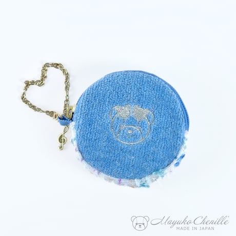 クマ刺繍付きグレー巾着バッグ　まゆこシェニール　本日のみ値下げ Mayuko Chenille