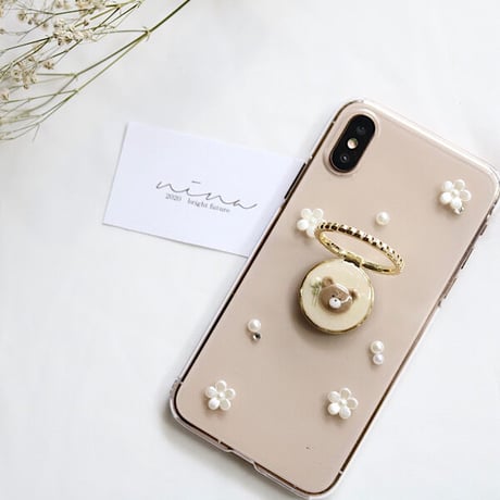 【大人気♡くまシリーズ】お花パール♡くまバンカー case