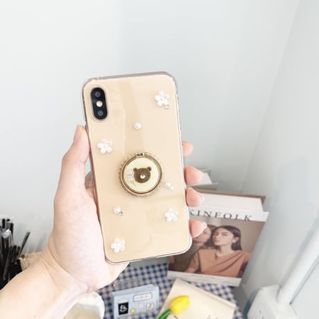 【大人気♡くまシリーズ】お花パール♡くまバンカー case