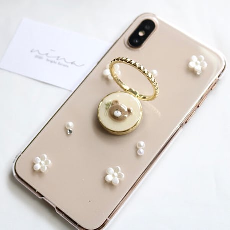 【大人気♡くまシリーズ】お花パール♡くまバンカー case