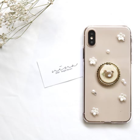 【大人気♡くまシリーズ】お花パール♡くまバンカー case