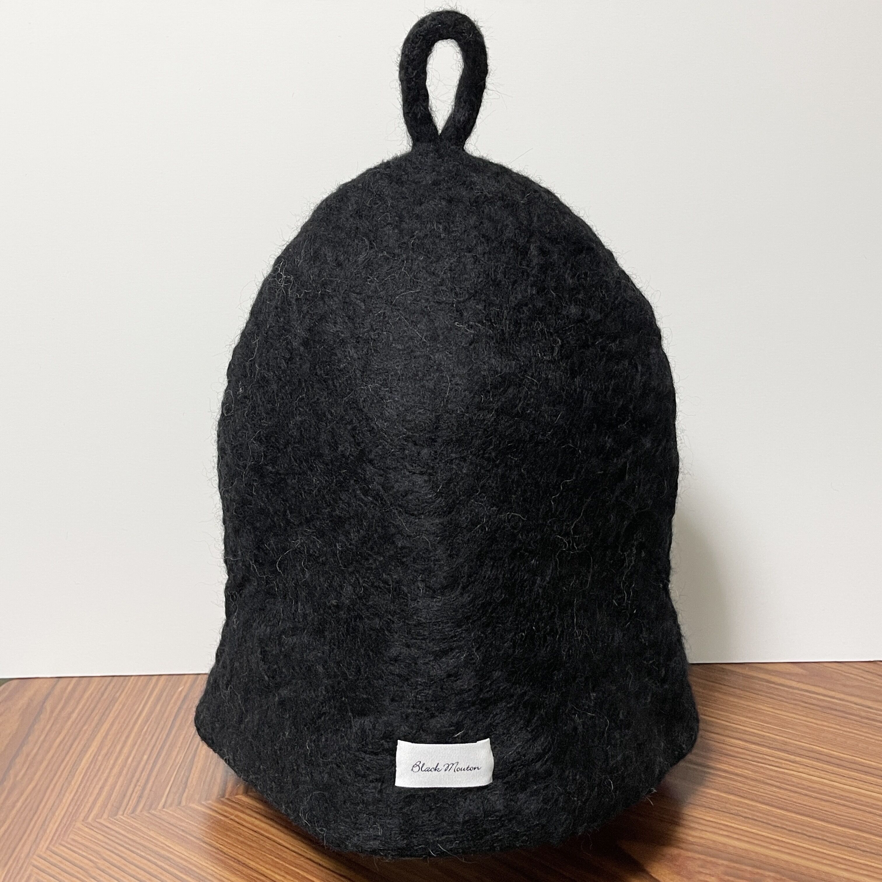 HOKUO サウナハット 新品　ブラック　フェルト blackmouton felt > ワッカ付き 覆面サイズ フェルトサウナハット #65