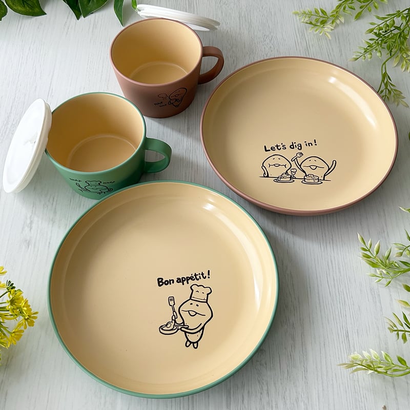 なめこのラウンドプレート＆スープカップ（2色セット） | BEEWORKS