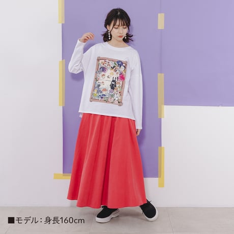なめことラビル仲良しの森 ロングスリーブTシャツ（オフホワイト/ブラック/グリーン）
