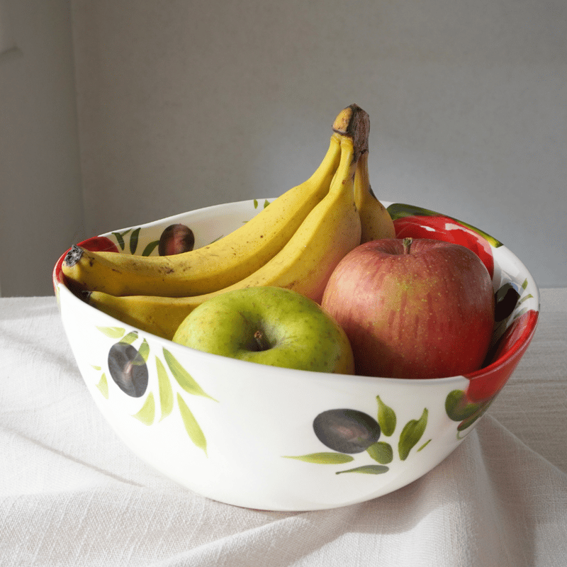 フルーツ鉢 イタリア製バッサーノ陶器【トマトとオリーブ柄ボウル・深鉢】 | Pomod'oro