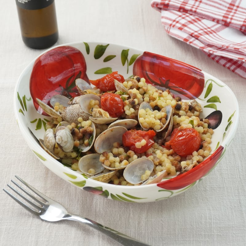 イタリア製バッサーノ 陶器【トマトとオリーブ柄ボウル・浅鉢