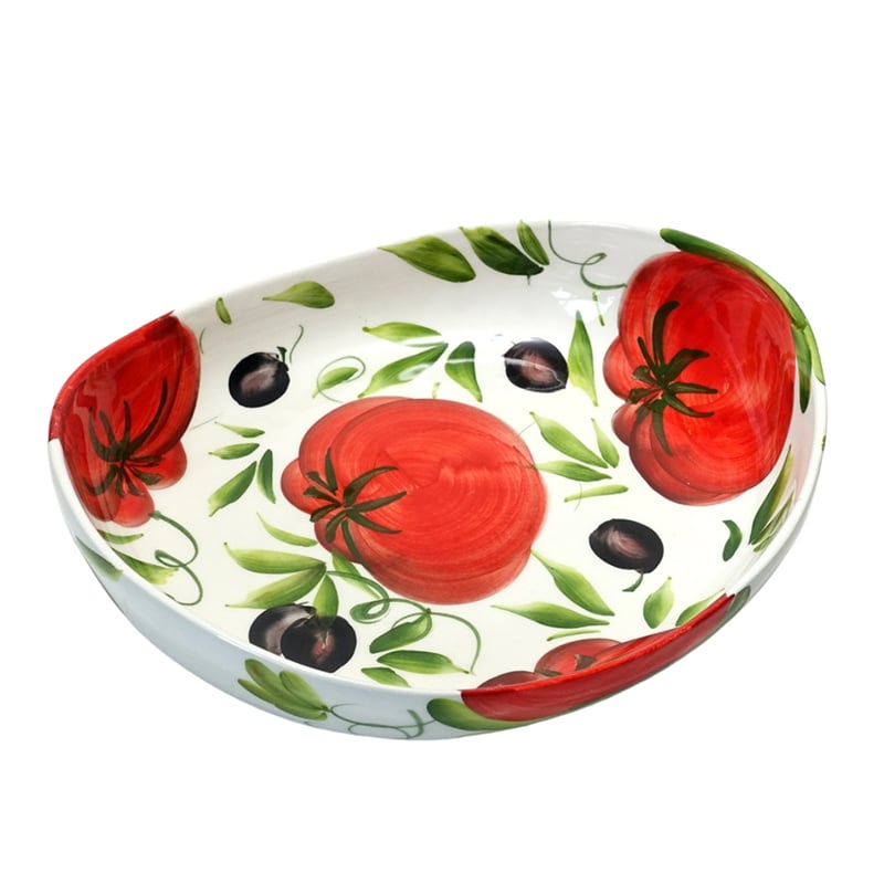 イタリア製バッサーノ 陶器【トマトとオリーブ柄ボウル・浅鉢