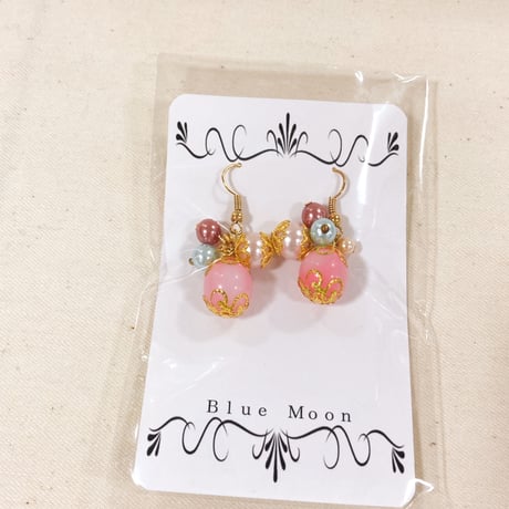 カラフルなビーズピアス　No39