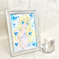 No.210 額入り原画『蝶々の国のアリス』
